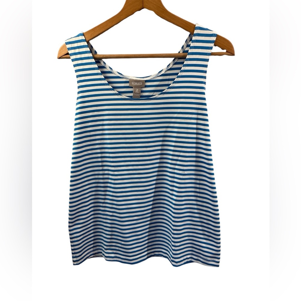 Chico’s blue white striped tank size 2 Large. Nautical, Closet Staple, vacation